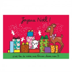Carte double "Joyeux Noël Cadeaux" avec enveloppe