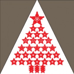 Eponge triangle Sapin de NOEL avec étoiles rouges