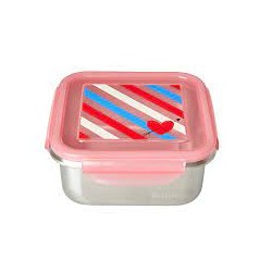 Boîte carrée en inox avec couvercle « Candy stripes »...