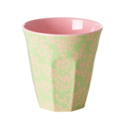 Tasse Medium en mélamine "Fleurs rose/vert clair" 9cm RICE