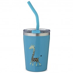Verre Tumbler +paille Bleu "Girafe"