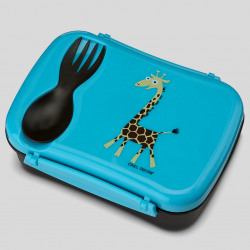 Bento enfant +pack réfrigérant +fourchette Bleu "Girafe"