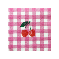 Serviettes Cocktail en papier (x20) 25x25 Vichy Cerise