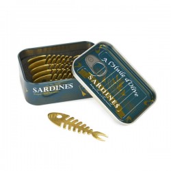 Lot de 6 pics apéritif "Boîte de sardines" Golden