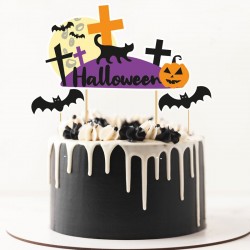 Cake Topper Halloween Chat et Chauve-souris