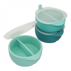 Set 3 bols à portion empilables vert/bleu
