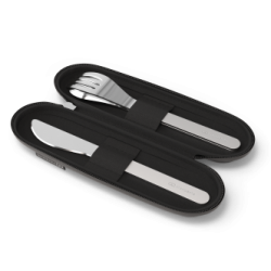 Couverts en inox Trio dans étui textile Noir MB Slim