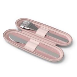 Couverts en inox Trio dans étui textile Rose MB Slim