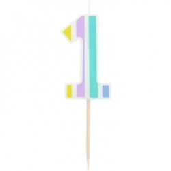 Bougie chiffre 1 PASTEL