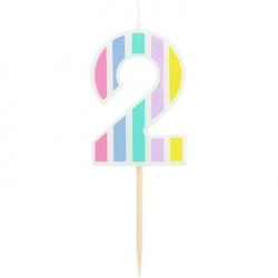 Bougie chiffre 2 PASTEL
