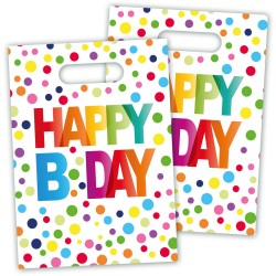 8 Sacs de fête à pois "Happy B-Day"