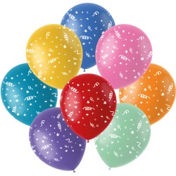 Ballons multicolores x8 "Confettis" 23cm