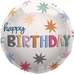 Ballon en alu "Happy birthday" STARBUST 45cm