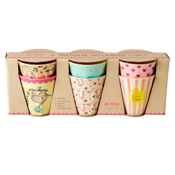 Coffret 6 tasses en mélamine Médium 9cm FUNKY ROSE RICE