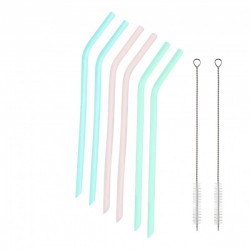 Lot de 6 pailles en silicone courbées Pastel YOKO