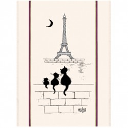 Torchon DUBOUT "Chats devant la Tour Eiffel" 60x80