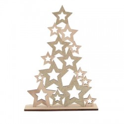 Sapin en bois Etoiles déco Noël 59cm AULICA