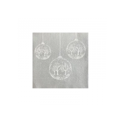 Serviettes en papier (x20) 25x25 Boule à neige Argent