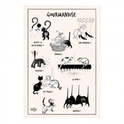 Torchon Dubout "Chats La gourmandise" 60x80