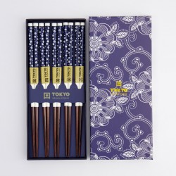Lot de 5 baguettes "Blue flower" TOKYO DESIGN