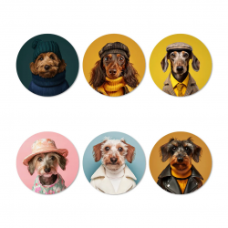 Lot de 6 dessous-verres CHIEN "Funny dogs" série II
