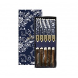 Lot de 5 baguettes "Blue Fleurs blanches" TOKYO DESIGN