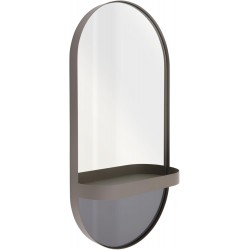 Miroir mural ovale avec étagère Gris REMEMBER