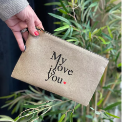 Pochette zippée jute "My love is you"