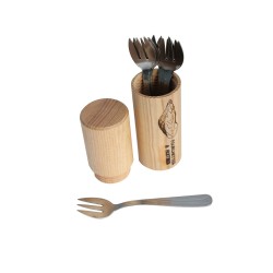 Lot de 6 fourchettes à huître +Fourreau en bois
