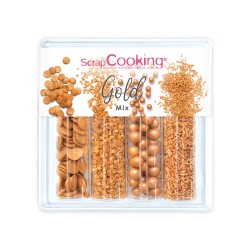 Set de 4 décors sucrés en tubes "Gold Mix" SCRAPCOOKING