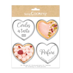 Lot de 4 cercles individuels perforés Coeur 8cm SCRAPCOOKING