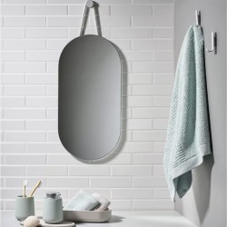Miroir mural ovale 60x30cm Attache gris clair ZONE