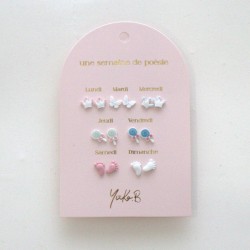 Lot de 7 boucles d'oreilles UNE SEMAINE Baby shower YUKO B.