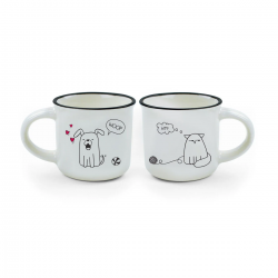 Lot de 2 tasses à expresso ESPRESSO FOR TWO Dog and cat