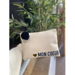 Pochette zippée Blanche "Mon coeur"