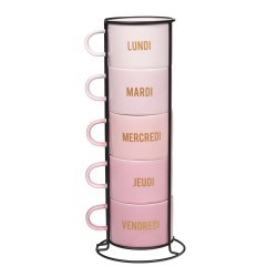 Rack 5 Mugs WEEK Rose