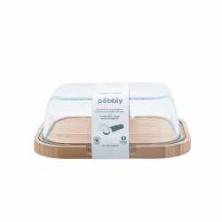 Petite cloche à fromage en bambou et verre PEBBLY