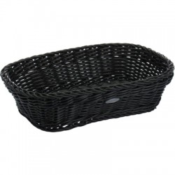 Corbeille à pain tressée rectangle noire 26x19