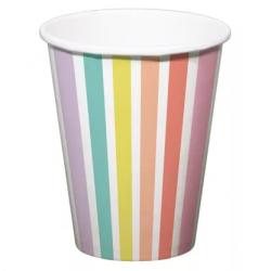 Lot de 6 verres en carton STRIPES PASTEL