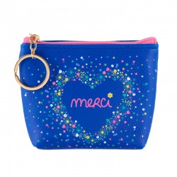Mini trousse "Merci" Bleu coeur