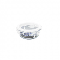 Boîte en verre ronde 400ml avec couvercle plastique PEBBLY