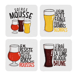 Lot de 4 dessous de verre "Soirée mousse"