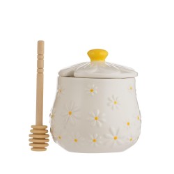 Pot à miel DAISY avec cuillère bois Marguerites P&K