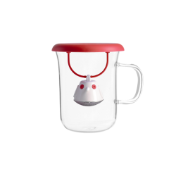 Tisanière BIRDIE mug en verre et couvercle Rouge