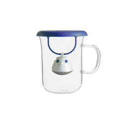 Tisanière BIRDIE mug en verre et couvercle Bleu