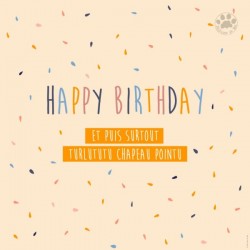 Carte 14x14 «Happy birthday» confettis +env